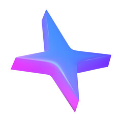 Y2K holographic star chrome purple color. Render 3d chrome metal. Star hologram 3d vector illustration