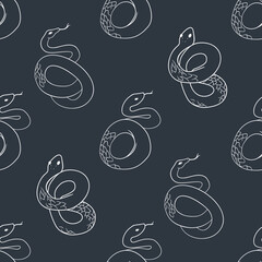 Seamless Snake Pattern on Dark Background