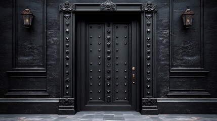 Contemporary front door highlighting elegant artistic metal design work picture