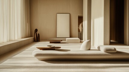 Minimalist Beige Living Room Interior Design
