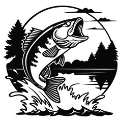 Bass fish silhouette