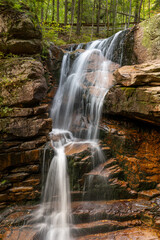 Long exposure Cascading waterfall at Flume Gorge in the Franconia Notch State Park