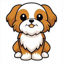 Obraz premium Cute Shih Tzu Puppy Sitting Clipart for Animal Lovers