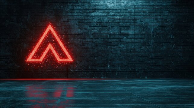 Minimalist Emergency Notification Alert Symbol Against a Dark Textured Wall Background