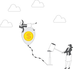 Passive income, interest, interest rates or increased income or profit growth, lying money or easy income, profits or dividends from investments or stocks, equidistant businesswomen laying back and re