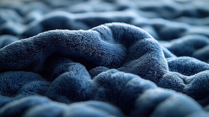 Close-up of soft blue fleece texture creating warm and cozy atmosphere