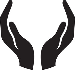 Naklejka premium Two hand protect silhouette design for safe space representation.