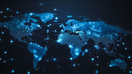 Fototapeta premium abstract business connection of line from nail node to node on world map background Innovation network points Earth's surface