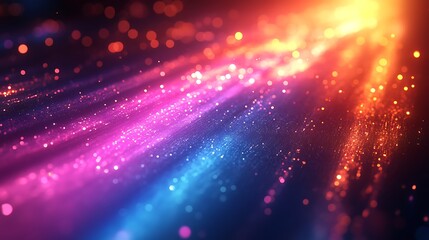 Obraz premium Radiant holographic light trails with shimmering edges in gradient transitions from lime to lavender