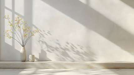 Dried Flowers in Vase Minimalist White Room Setting