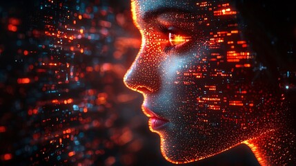 Futuristic Recruiter Evaluating Digital Resumes with Glowing Visualizations