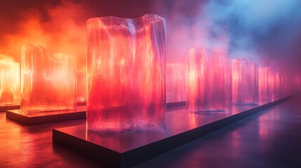 A radiant holographic display of light trails in unconventional pastel tones layered dynamically