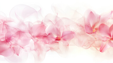 Fototapeta premium Blurred Pink Orchid Flowers on Clean White Background with Hyperrealistic Details