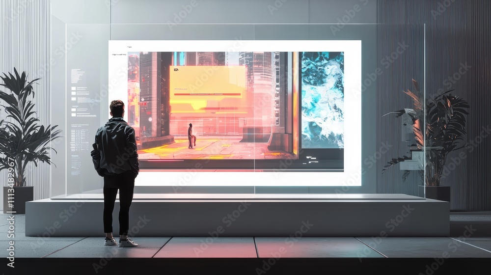 Poster interactive prototype mockup showcasing dynamic elements in a modern digital environment
