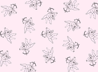 angel design textile pattern_pink