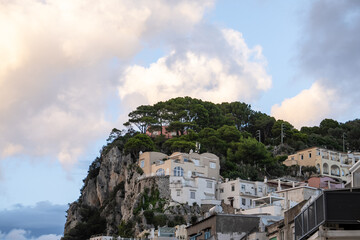 Obraz premium View from Capri Piazzetta square viewpoint with beautiful sky, Capri, Italy.