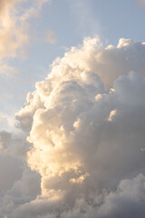 Real majestic sunrise sundown sky background with gentle colorful clouds without birds.