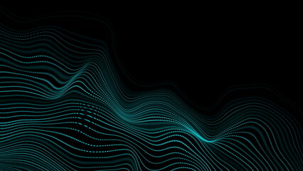 Blue futuristic dotted wavy lines abstract technology background