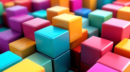 Fototapeta premium Colorful blocks stacked in a random pattern.