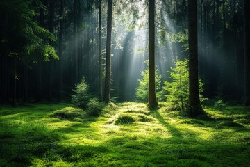 Obraz premium Discover Inner Peace: Embrace Tranquility in a Serene, Centered Forest Oasis