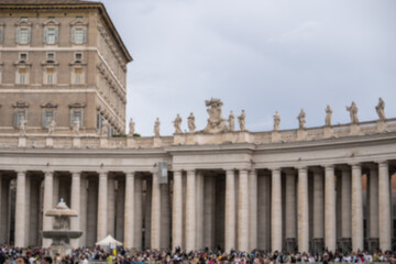 Naklejka premium Blur view of St. Peter's basilica on St. Peter's square in Vatican, Italy.