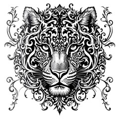 Obraz premium Leopard head with floral patterns