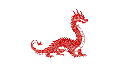 Fototapeta premium Red dragon on white background