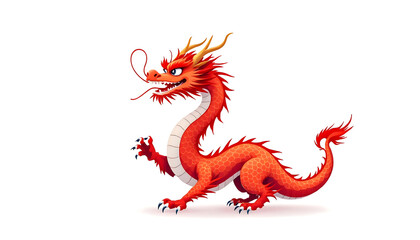 Red dragon on white background