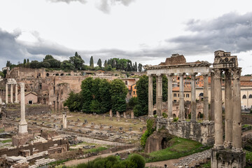 Fototapeta premium Ruins of the Roman Forum at Palatino hill in Roma, Italy.