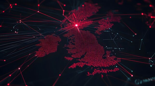 Global network map, digital world connections, red dots, global data visualization. - Powered by Adobe