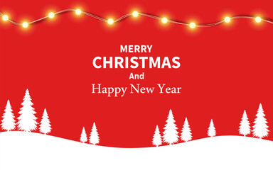 Merry Christmas banner winter landscape background