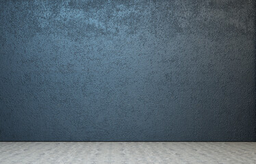 Home and decor and modern interior empty living room design and blue wall pattern background. 3d rendering 