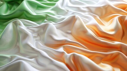 Fototapeta premium beautiful fabric with white, orange and green color waves in the form of Indian flag background