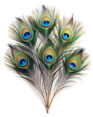 Obraz premium peacock feather isolated on white background.