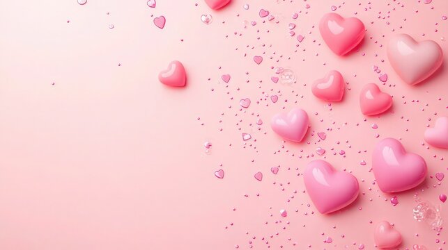 Abstract pink background with little hearts. Decoration banner themed Lol surprise doll girlish style. Invitation card template