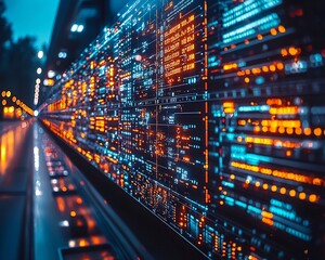 Futuristic Logistics Control Center with Glowing AI Powered Digital Displays