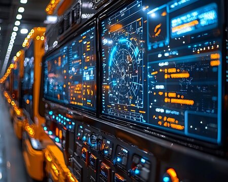 Futuristic Logistics Control Center with AI Powered Monitoring and Decision Support Systems