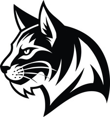 bobcat black and white vector design