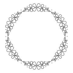 Customizable Simple Floral Frame Monogram with Circular Design, Rose and Leaves