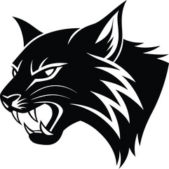 Black Panther Roaring Head Design Silhouette Vector Illustration
