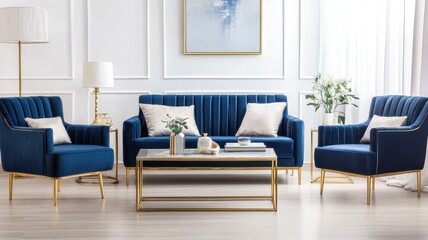 Fototapeta premium Opulent living room with luxurious furnishings and elegant decor, creating a sophisticated atmosphere.