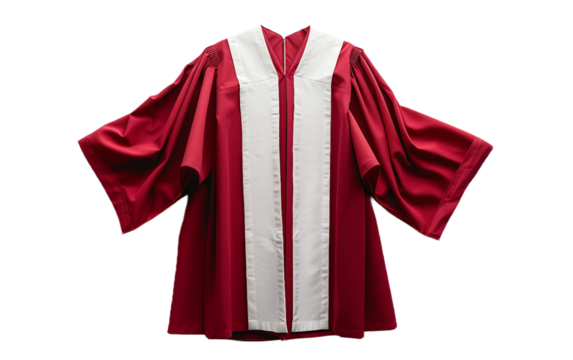 Stylish Red White Choir Robe Isolated On Transparent Background PNG.