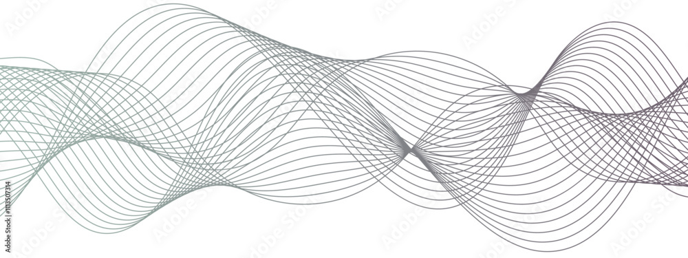 Poster Abstract vector background with flowing waves. Geometric line panorama vector design. Background pattern seamless luxury black wave. Frequency sound wave lines and twisted curve lines