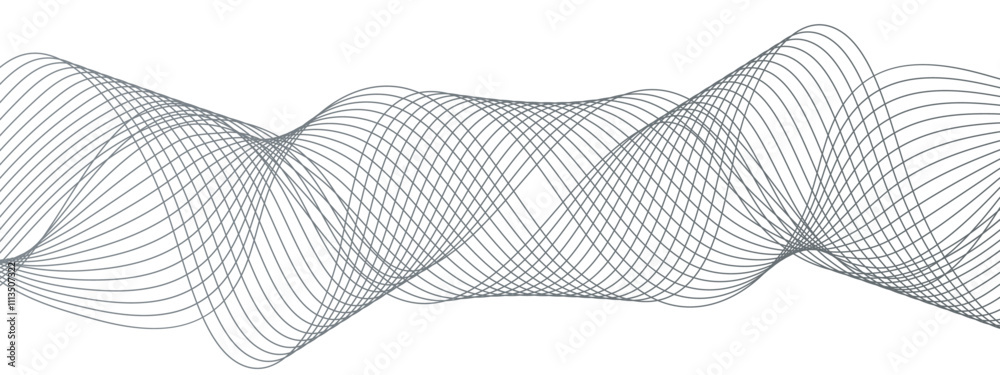 Fototapete Abstract vector background with flowing waves. Geometric line panorama vector design. Background pattern seamless luxury black wave. Frequency sound wave lines and twisted curve lines