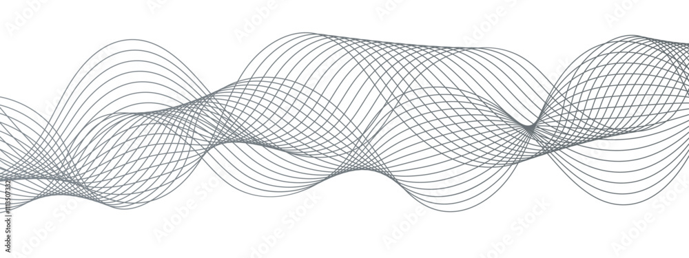 Aufkleber Abstract vector background with flowing waves. Geometric line panorama vector design. Background pattern seamless luxury black wave. Frequency sound wave lines and twisted curve lines