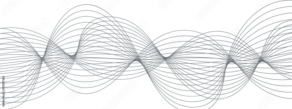 Poster Abstract vector background with flowing waves. Geometric line panorama vector design. Background pattern seamless luxury black wave. Frequency sound wave lines and twisted curve lines