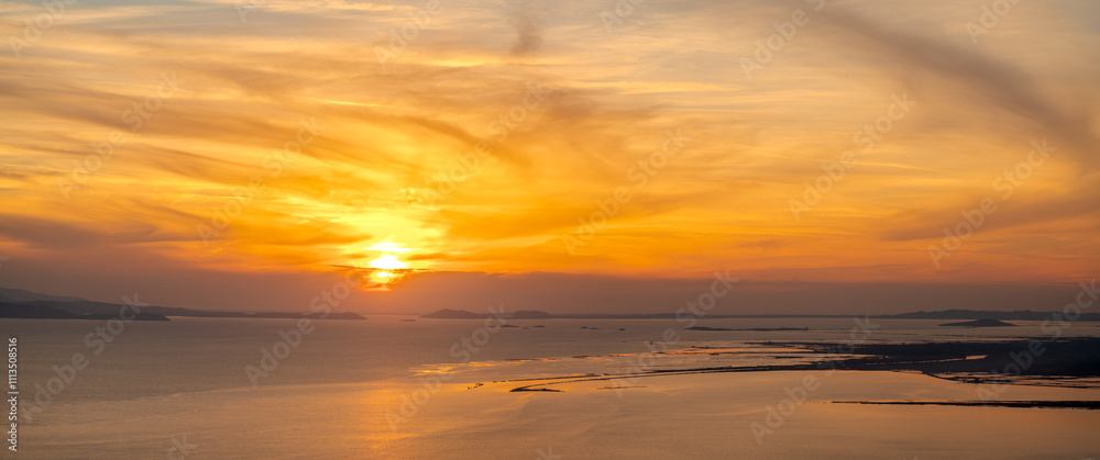 Wall mural beautiful sky over the ionian sea in greece during sunset