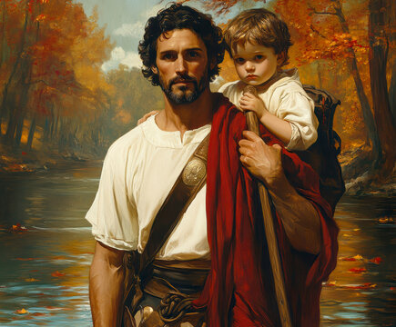 St. Christopher. AI generative.