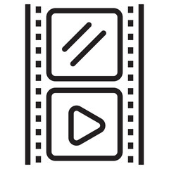 Film reel icon in outline style 