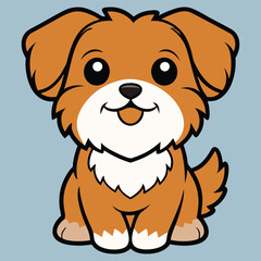 Fototapeta premium Cute Baby Shorkie Dog Sitting Vector Illustration Design